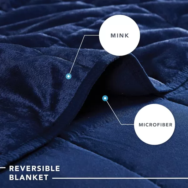 Comfort Spaces Reversible Weighted Blanket AdultGlass Beads Filling All Season Soft Heavy WrapsBox Quilted Cozy Warm Bed Cover 48quotx72quot  15lbs Mink to Microfiber GreyNavy