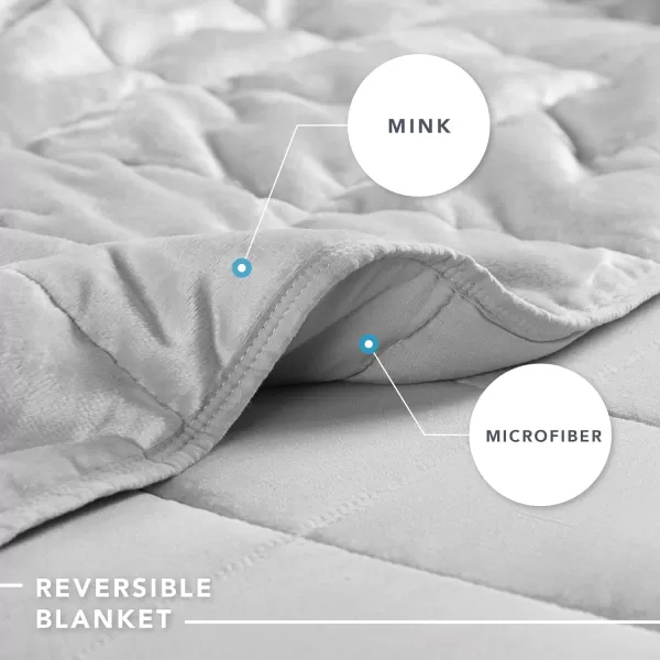 Comfort Spaces Reversible Weighted Blanket AdultGlass Beads Filling All Season Soft Heavy WrapsBox Quilted Cozy Warm Bed Cover 48quotx72quot  15lbs Mink to Microfiber GreyMink to Microfiber Grey