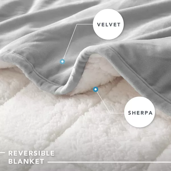Comfort Spaces Reversible Weighted Blanket AdultGlass Beads Filling All Season Soft Heavy WrapsBox Quilted Cozy Warm Bed Cover 48quotx72quot  15lbs Mink to Microfiber GreyVelvet to Sherpa Gray