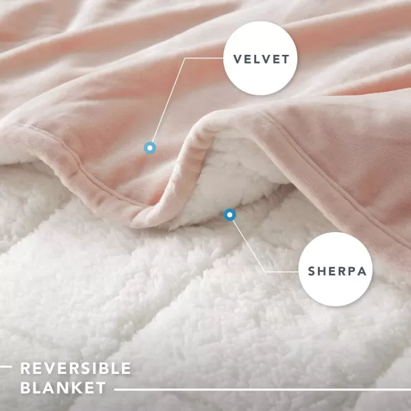 Comfort Spaces Reversible Weighted Blanket AdultGlass Beads Filling All Season Soft Heavy WrapsBox Quilted Cozy Warm Bed Cover 48quotx72quot  15lbs Mink to Microfiber GreyVelvet to Sherpa Blush