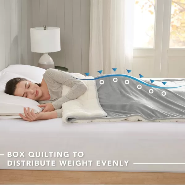 Comfort Spaces Reversible Weighted Blanket AdultGlass Beads Filling All Season Soft Heavy WrapsBox Quilted Cozy Warm Bed Cover 48quotx72quot  15lbs Mink to Microfiber GreyVelvet to Sherpa Gray