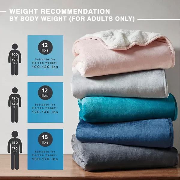 Comfort Spaces Reversible Weighted Blanket AdultGlass Beads Filling All Season Soft Heavy WrapsBox Quilted Cozy Warm Bed Cover 48quotx72quot  15lbs Mink to Microfiber GreyVelvet to Sherpa Teal