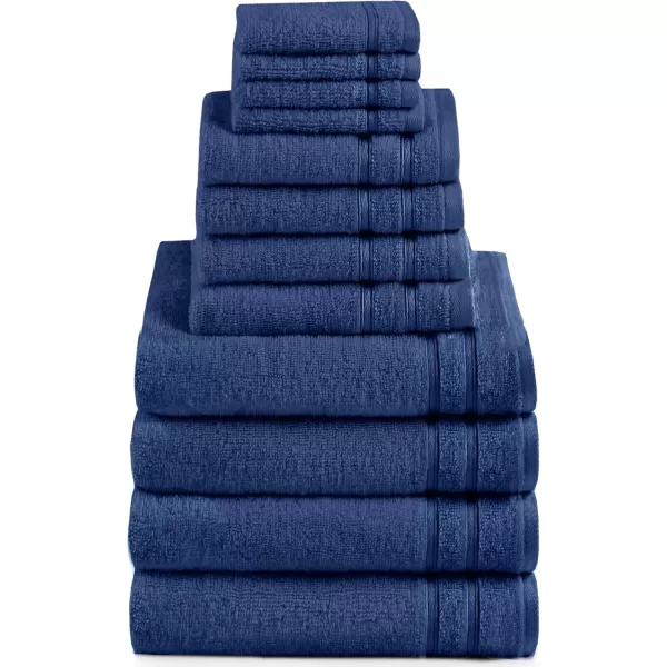 Comfort Spaces Towel Set for Bathroom 12 Piece Luxury Bath Towel Set 4 Hand Towel for Bathroom 4 Washcloth 4 Large Bath Pink Towel Sets 100 Cotton Quick Dry Towel Zero Twist Soft Lightweight BlushIndigo