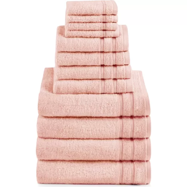 Comfort Spaces Towel Set for Bathroom 12 Piece Luxury Bath Towel Set 4 Hand Towel for Bathroom 4 Washcloth 4 Large Bath Pink Towel Sets 100 Cotton Quick Dry Towel Zero Twist Soft Lightweight BlushBlush