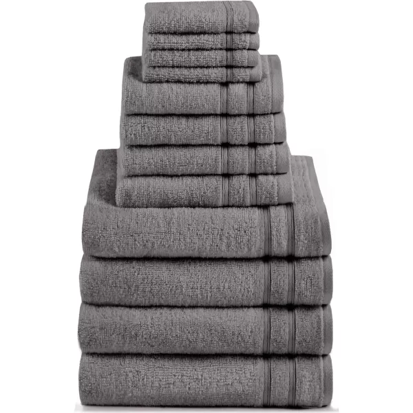 Comfort Spaces Towel Set for Bathroom 12 Piece Luxury Bath Towel Set 4 Hand Towel for Bathroom 4 Washcloth 4 Large Bath Pink Towel Sets 100 Cotton Quick Dry Towel Zero Twist Soft Lightweight BlushGrey