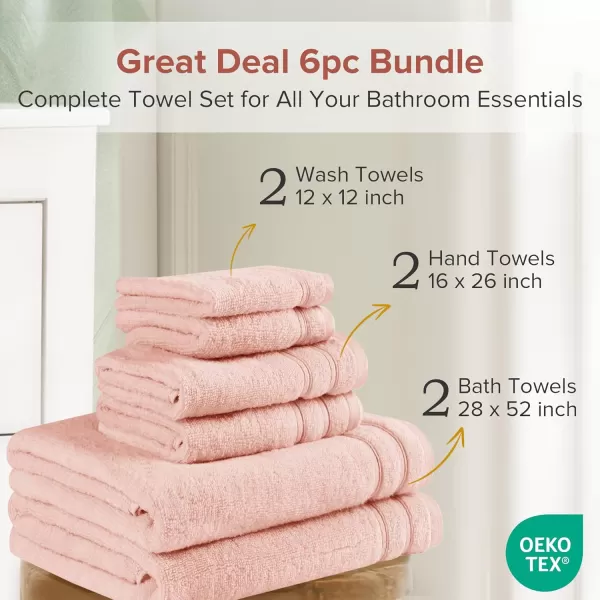 Comfort Spaces Towel Set for Bathroom 12 Piece Luxury Bath Towel Set 4 Hand Towel for Bathroom 4 Washcloth 4 Large Bath Pink Towel Sets 100 Cotton Quick Dry Towel Zero Twist Soft Lightweight BlushBlush