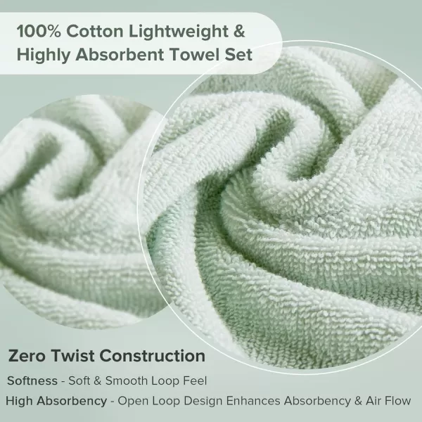 Comfort Spaces Towel Set for Bathroom 12 Piece Luxury Bath Towel Set 4 Hand Towel for Bathroom 4 Washcloth 4 Large Bath Pink Towel Sets 100 Cotton Quick Dry Towel Zero Twist Soft Lightweight BlushSeafoam