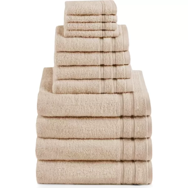 Comfort Spaces Towel Set for Bathroom 12 Piece Luxury Bath Towel Set 4 Hand Towel for Bathroom 4 Washcloth 4 Large Bath Pink Towel Sets 100 Cotton Quick Dry Towel Zero Twist Soft Lightweight BlushBeige