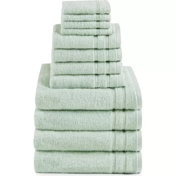 Comfort Spaces Towel Set for Bathroom 12 Piece Luxury Bath Towel Set 4 Hand Towel for Bathroom 4 Washcloth 4 Large Bath Pink Towel Sets 100 Cotton Quick Dry Towel Zero Twist Soft Lightweight BlushSeafoam