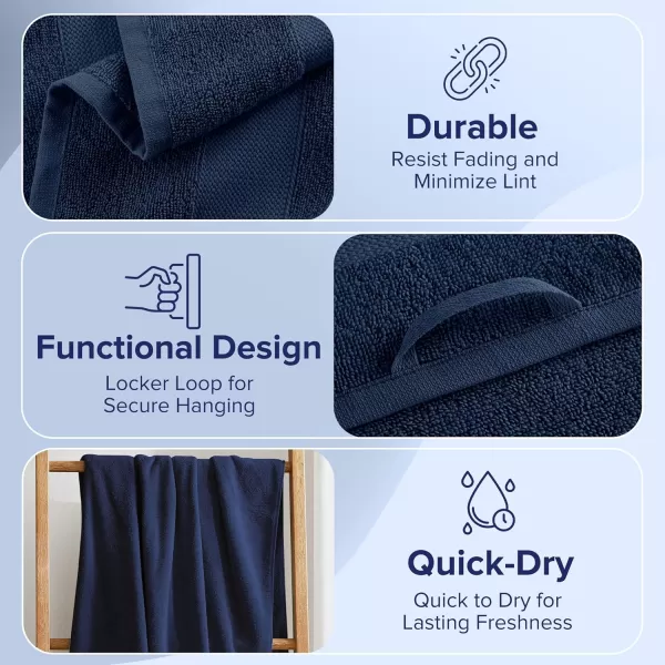 Comfort Spaces Turkish Bathroom Towel Set 6 Piece Luxury Bath Towel Set 2 Hand Towel for Bathroom 2 Washcloth 2 Large Bath Towel Sets Long Staple Soft Quick Dry Towel Set Light GreyNavy