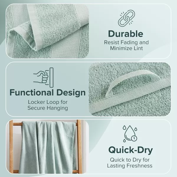 Comfort Spaces Turkish Bathroom Towel Set 6 Piece Luxury Bath Towel Set 2 Hand Towel for Bathroom 2 Washcloth 2 Large Bath Towel Sets Long Staple Soft Quick Dry Towel Set Light GreySeafoam