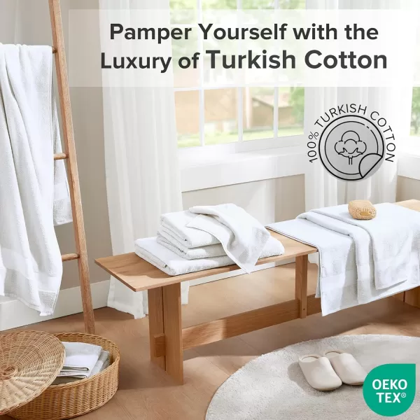 Comfort Spaces Turkish Bathroom Towel Set 6 Piece Luxury Bath Towel Set 2 Hand Towel for Bathroom 2 Washcloth 2 Large Bath Towel Sets Long Staple Soft Quick Dry Towel Set Light GreyWhite