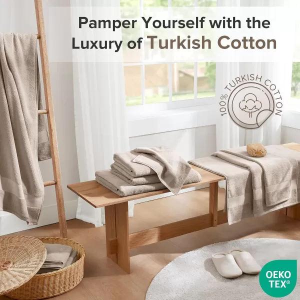 Comfort Spaces Turkish Bathroom Towel Set 6 Piece Luxury Bath Towel Set 2 Hand Towel for Bathroom 2 Washcloth 2 Large Bath Towel Sets Long Staple Soft Quick Dry Towel Set Light GreyBeige