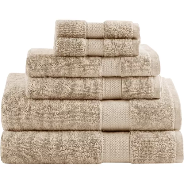 Comfort Spaces Turkish Bathroom Towel Set 6 Piece Luxury Bath Towel Set 2 Hand Towel for Bathroom 2 Washcloth 2 Large Bath Towel Sets Long Staple Soft Quick Dry Towel Set Light GreyBeige