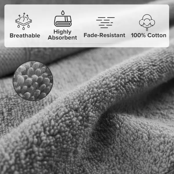 Comfort Spaces Turkish Bathroom Towel Set 6 Piece Luxury Bath Towel Set 2 Hand Towel for Bathroom 2 Washcloth 2 Large Bath Towel Sets Long Staple Soft Quick Dry Towel Set Light GreyCharcoal
