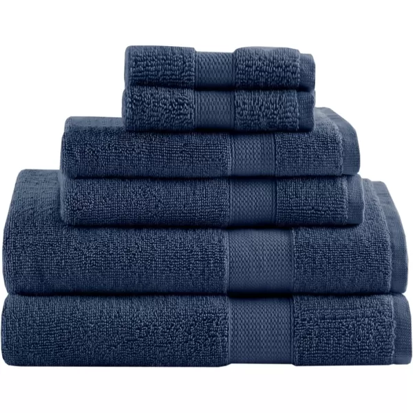 Comfort Spaces Turkish Bathroom Towel Set 6 Piece Luxury Bath Towel Set 2 Hand Towel for Bathroom 2 Washcloth 2 Large Bath Towel Sets Long Staple Soft Quick Dry Towel Set Light GreyNavy