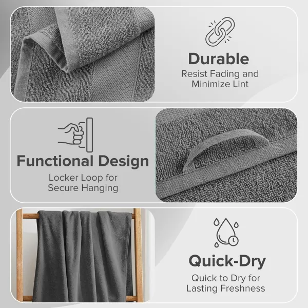 Comfort Spaces Turkish Bathroom Towel Set 6 Piece Luxury Bath Towel Set 2 Hand Towel for Bathroom 2 Washcloth 2 Large Bath Towel Sets Long Staple Soft Quick Dry Towel Set Light GreyCharcoal