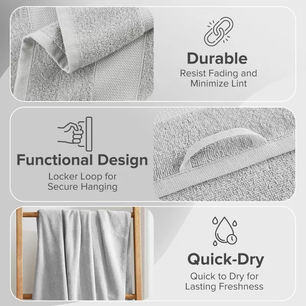 Comfort Spaces Turkish Bathroom Towel Set 6 Piece Luxury Bath Towel Set 2 Hand Towel for Bathroom 2 Washcloth 2 Large Bath Towel Sets Long Staple Soft Quick Dry Towel Set Light GreyLight Grey
