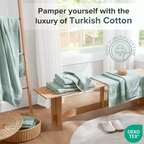 Comfort Spaces Turkish Bathroom Towel Set 6 Piece Luxury Bath Towel Set 2 Hand Towel for Bathroom 2 Washcloth 2 Large Bath Towel Sets Long Staple Soft Quick Dry Towel Set Light GreySeafoam