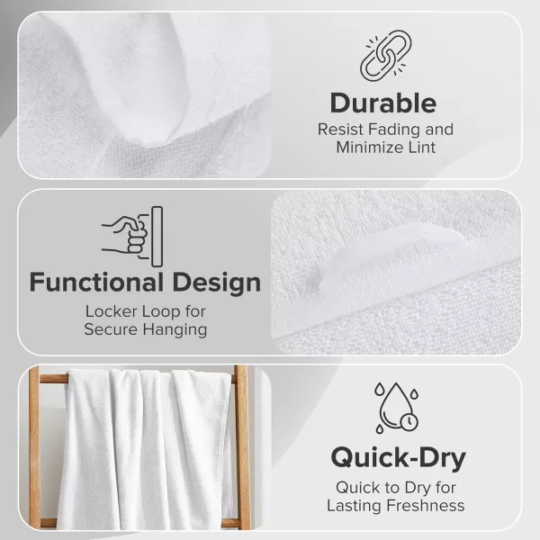 Comfort Spaces Turkish Bathroom Towel Set 6 Piece Luxury Bath Towel Set 2 Hand Towel for Bathroom 2 Washcloth 2 Large Bath Towel Sets Long Staple Soft Quick Dry Towel Set Light GreyWhite