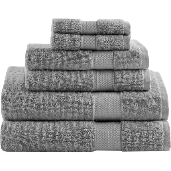 Comfort Spaces Turkish Bathroom Towel Set 6 Piece Luxury Bath Towel Set 2 Hand Towel for Bathroom 2 Washcloth 2 Large Bath Towel Sets Long Staple Soft Quick Dry Towel Set Light GreyCharcoal