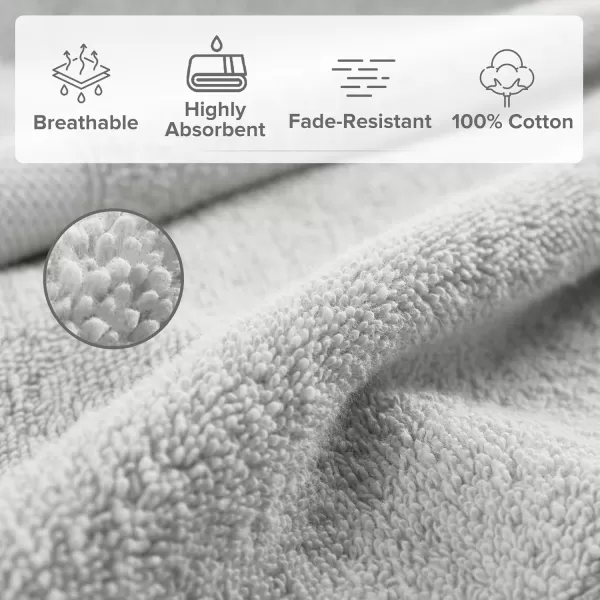 Comfort Spaces Turkish Bathroom Towel Set 6 Piece Luxury Bath Towel Set 2 Hand Towel for Bathroom 2 Washcloth 2 Large Bath Towel Sets Long Staple Soft Quick Dry Towel Set Light GreyLight Grey