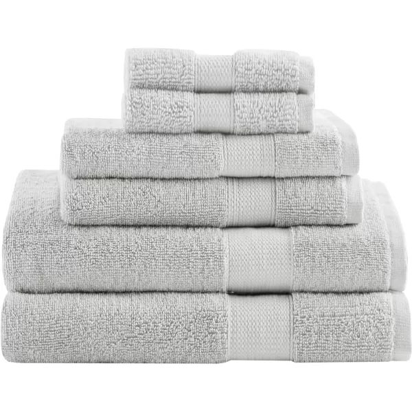 Comfort Spaces Turkish Bathroom Towel Set 6 Piece Luxury Bath Towel Set 2 Hand Towel for Bathroom 2 Washcloth 2 Large Bath Towel Sets Long Staple Soft Quick Dry Towel Set Light GreyLight Grey