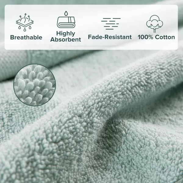 Comfort Spaces Turkish Bathroom Towel Set 6 Piece Luxury Bath Towel Set 2 Hand Towel for Bathroom 2 Washcloth 2 Large Bath Towel Sets Long Staple Soft Quick Dry Towel Set Light GreySeafoam