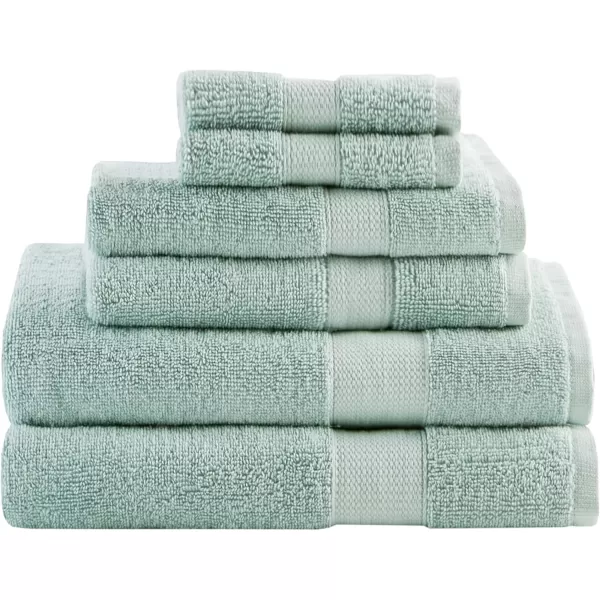 Comfort Spaces Turkish Bathroom Towel Set 6 Piece Luxury Bath Towel Set 2 Hand Towel for Bathroom 2 Washcloth 2 Large Bath Towel Sets Long Staple Soft Quick Dry Towel Set Light GreySeafoam