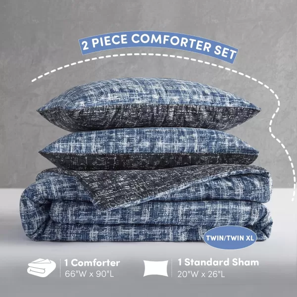 Comfort Spaces Twin Comforter Set  Blue Dorm Bedding for All Season Ultra Soft 2 Pieces Reversible Comforter with 1 Matching ShamEasy Care Machine Washable TwinTwin XLBlue