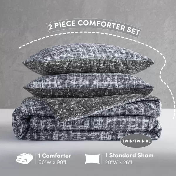 Comfort Spaces Twin Comforter Set  Blue Dorm Bedding for All Season Ultra Soft 2 Pieces Reversible Comforter with 1 Matching ShamEasy Care Machine Washable TwinTwin XLGrey