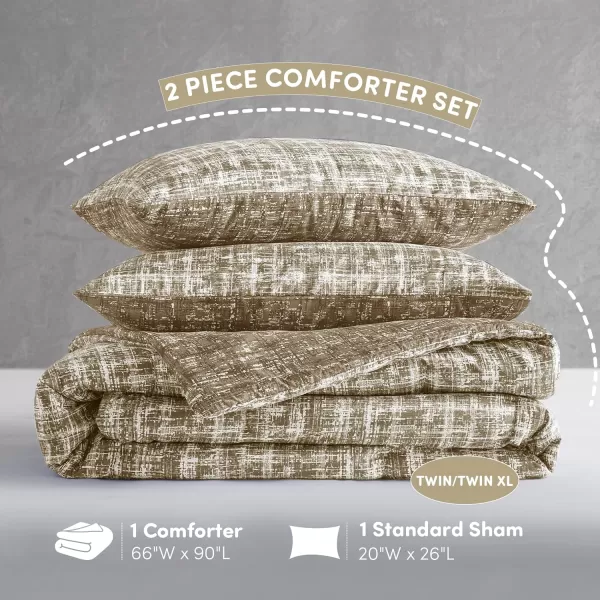 Comfort Spaces Twin Comforter Set  Blue Dorm Bedding for All Season Ultra Soft 2 Pieces Reversible Comforter with 1 Matching ShamEasy Care Machine Washable TwinTwin XLTaupe