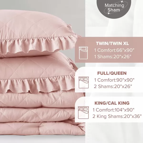 Comfort Spaces Twin Comforter Set Ruffle Shabby Chic Comforter for Twin Size Bed Prewashed Microfiber Fluffy All Season Twin Bedding Sham Country Cottage Decor TwinTwin XL Grey 2 PieceBlush