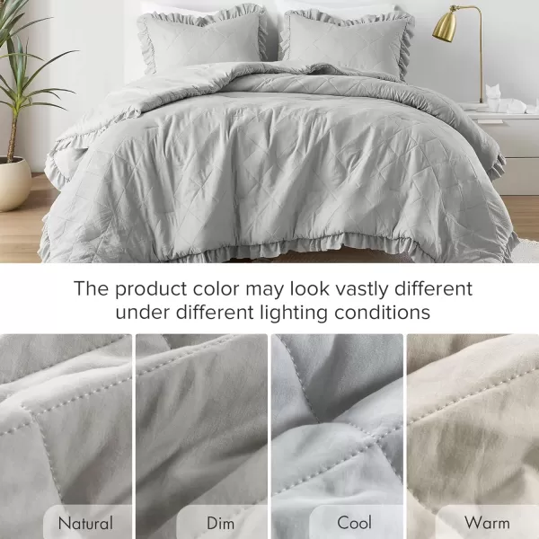 Comfort Spaces Twin Comforter Set Ruffle Shabby Chic Comforter for Twin Size Bed Prewashed Microfiber Fluffy All Season Twin Bedding Sham Country Cottage Decor TwinTwin XL Grey 2 PieceGrey