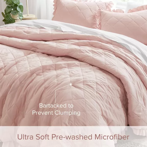 Comfort Spaces Twin Comforter Set Ruffle Shabby Chic Comforter for Twin Size Bed Prewashed Microfiber Fluffy All Season Twin Bedding Sham Country Cottage Decor TwinTwin XL Grey 2 PieceBlush