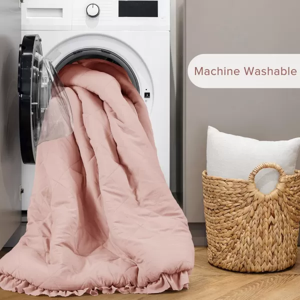 Comfort Spaces Twin Comforter Set Ruffle Shabby Chic Comforter for Twin Size Bed Prewashed Microfiber Fluffy All Season Twin Bedding Sham Country Cottage Decor TwinTwin XL Grey 2 PieceBlush