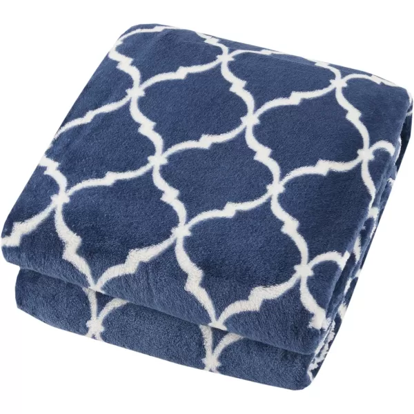 Comfort Spaces Ultra Soft and Cozy Sherpa Reversible Throw Blankets for Couch and Bed Plush Fleece Cozy Cover with Fuzzy Faux Fur 50 x 60 in Fair Isle GreyNavy Ogee