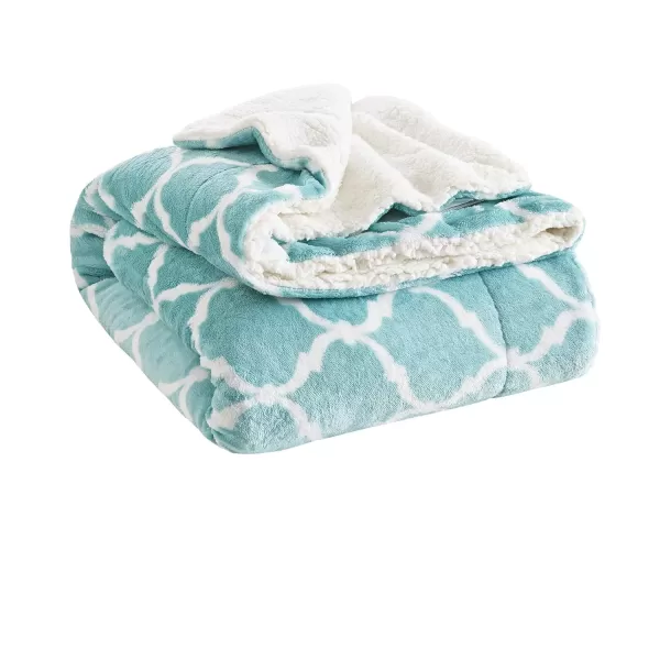 Comfort Spaces Ultra Soft and Cozy Sherpa Reversible Throw Blankets for Couch and Bed Plush Fleece Cozy Cover with Fuzzy Faux Fur 50 x 60 in Fair Isle GreyAqua Ogee