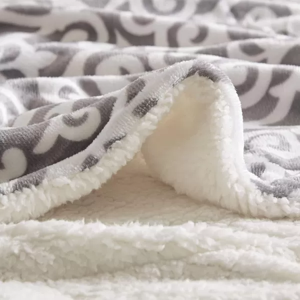 Comfort Spaces Ultra Soft and Cozy Sherpa Reversible Throw Blankets for Couch and Bed Plush Fleece Cozy Cover with Fuzzy Faux Fur 50 x 60 in Fair Isle GreyGrey Lattice