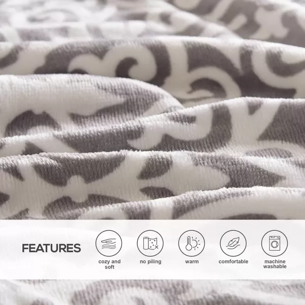 Comfort Spaces Ultra Soft and Cozy Sherpa Reversible Throw Blankets for Couch and Bed Plush Fleece Cozy Cover with Fuzzy Faux Fur 50 x 60 in Fair Isle GreyGrey Lattice