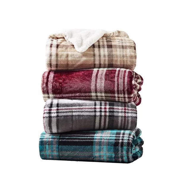 Comfort Spaces Ultra Soft and Cozy Sherpa Reversible Throw Blankets for Couch and Bed Plush Fleece Cozy Cover with Fuzzy Faux Fur 50 x 60 in Fair Isle GreyAqua Plaid