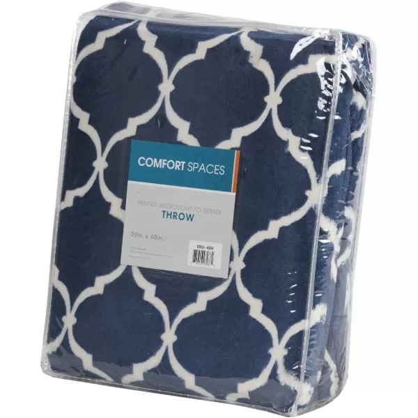 Comfort Spaces Ultra Soft and Cozy Sherpa Reversible Throw Blankets for Couch and Bed Plush Fleece Cozy Cover with Fuzzy Faux Fur 50 x 60 in Fair Isle GreyNavy Ogee