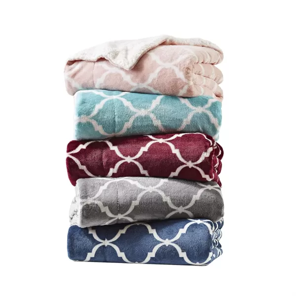 Comfort Spaces Ultra Soft and Cozy Sherpa Reversible Throw Blankets for Couch and Bed Plush Fleece Cozy Cover with Fuzzy Faux Fur 50 x 60 in Fair Isle GreyAqua Ogee