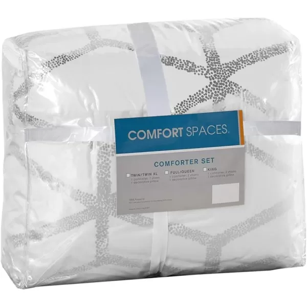 Comfort Spaces Vivian Comforter Set Ultra Soft All Season Lightweight Modern Geometric Glam Metallic Print Bedding Matching Sham Decorative Pillow FullQueen Geometric BlushGoldWhiteSilver