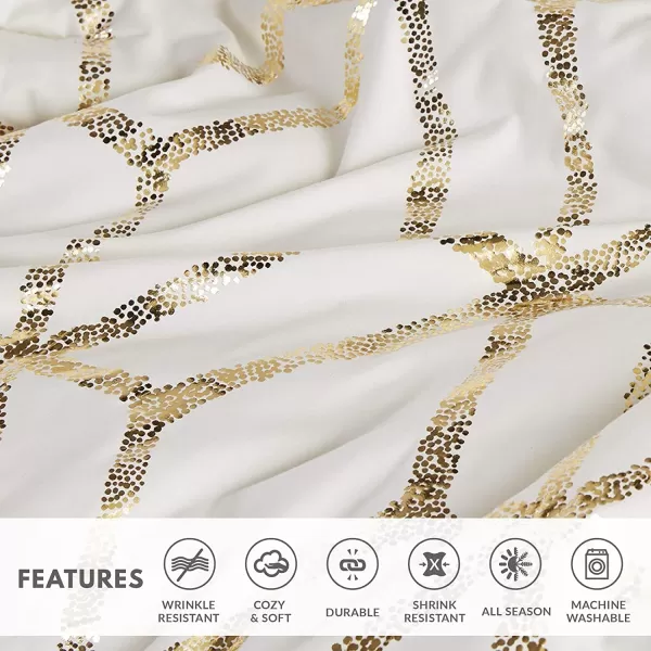 Comfort Spaces Vivian Comforter Set Ultra Soft All Season Lightweight Modern Geometric Glam Metallic Print Bedding Matching Sham Decorative Pillow FullQueen Geometric BlushGoldIvoryGold