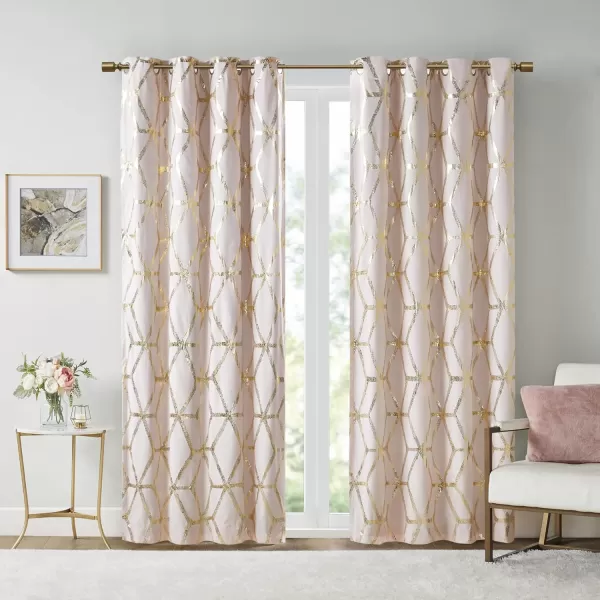 Comfort Spaces Vivian Comforter Set Ultra Soft All Season Lightweight Modern Geometric Glam Metallic Print Bedding Matching Sham Decorative Pillow FullQueen Geometric BlushGoldBlushGold