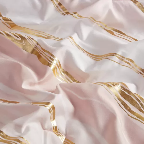 Comfort Spaces Vivian Comforter Set Ultra Soft All Season Lightweight Modern Geometric Glam Metallic Print Bedding Matching Sham Decorative Pillow FullQueen Geometric BlushGoldMarble Blush