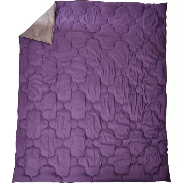 Comfort Spaces Vixie Reversible Comforter Set  Trendy Vibrant Color with Geometric Quilted Cover Lightweight All Season Down Alternative Cozy Bedding Sham NavyCharcoal TwinTwin XL 2 piecePurpleCharcoal