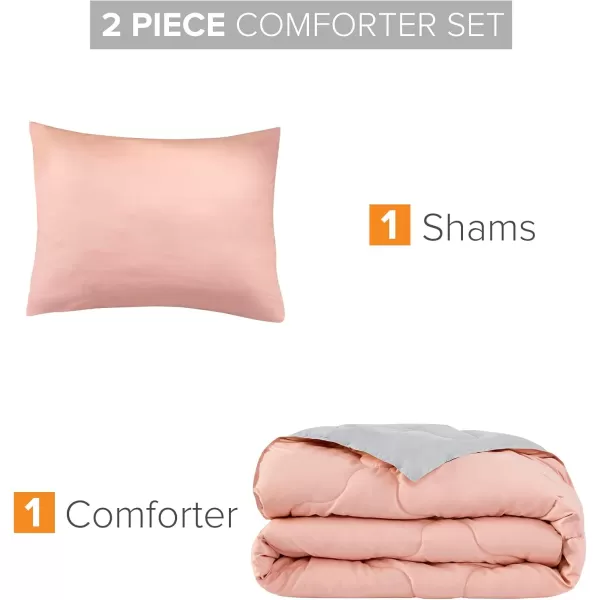 Comfort Spaces Vixie Reversible Comforter Set  Trendy Vibrant Color with Geometric Quilted Cover Lightweight All Season Down Alternative Cozy Bedding Sham NavyCharcoal TwinTwin XL 2 pieceCoralGray