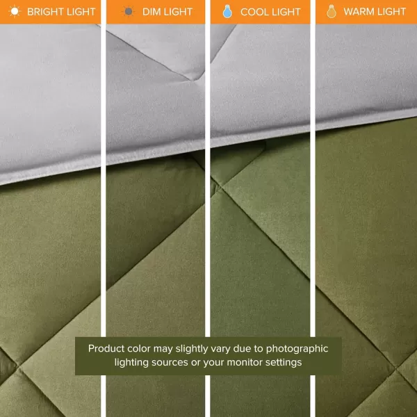 Comfort Spaces Vixie Reversible Comforter Set  Trendy Vibrant Color with Geometric Quilted Cover Lightweight All Season Down Alternative Cozy Bedding Sham NavyCharcoal TwinTwin XL 2 pieceGreenGrey